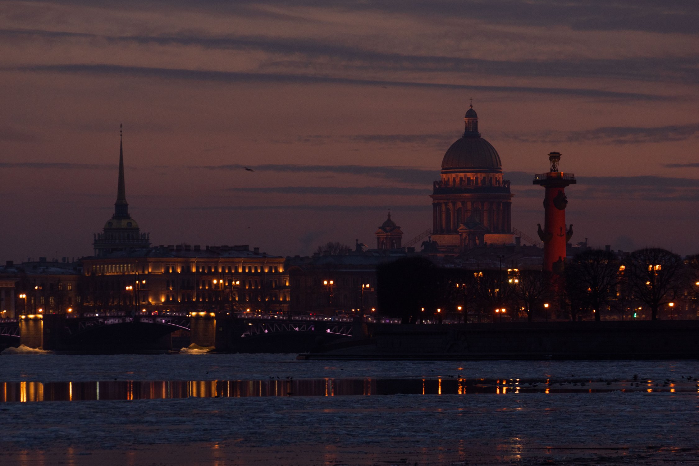 Ночь, улица, зимний Петербург