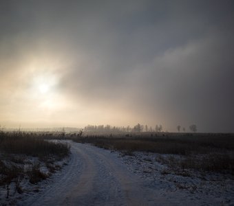 Туманное утро у Сосновоборска, Красноярский край