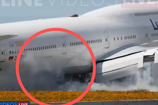 Жесткую посадку двухпалубного Boeing 747 сняли на видео