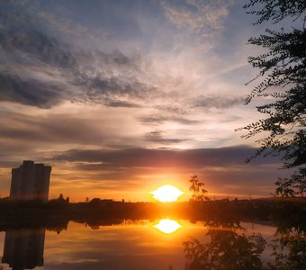 Закат ,пруд Зеркальный ,Саратов