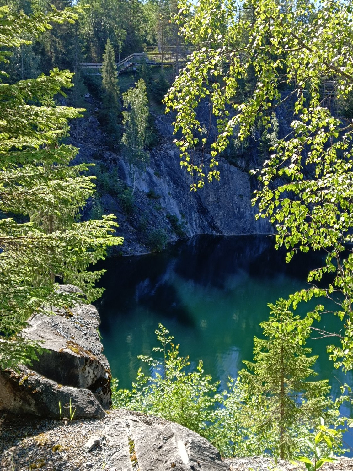 Изумруда воды в зелени деревьев