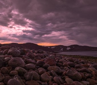 Баренцево море. Закат.