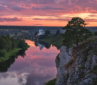 Река Чусовая в закатных красках