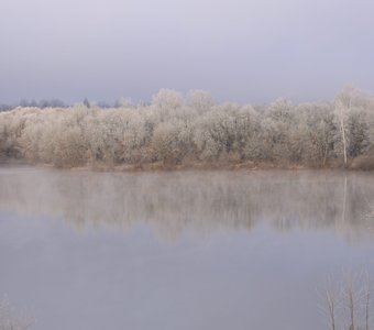 Морозный туман, озеро Мутное