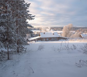 Морозное утро в селе Всехсвятское