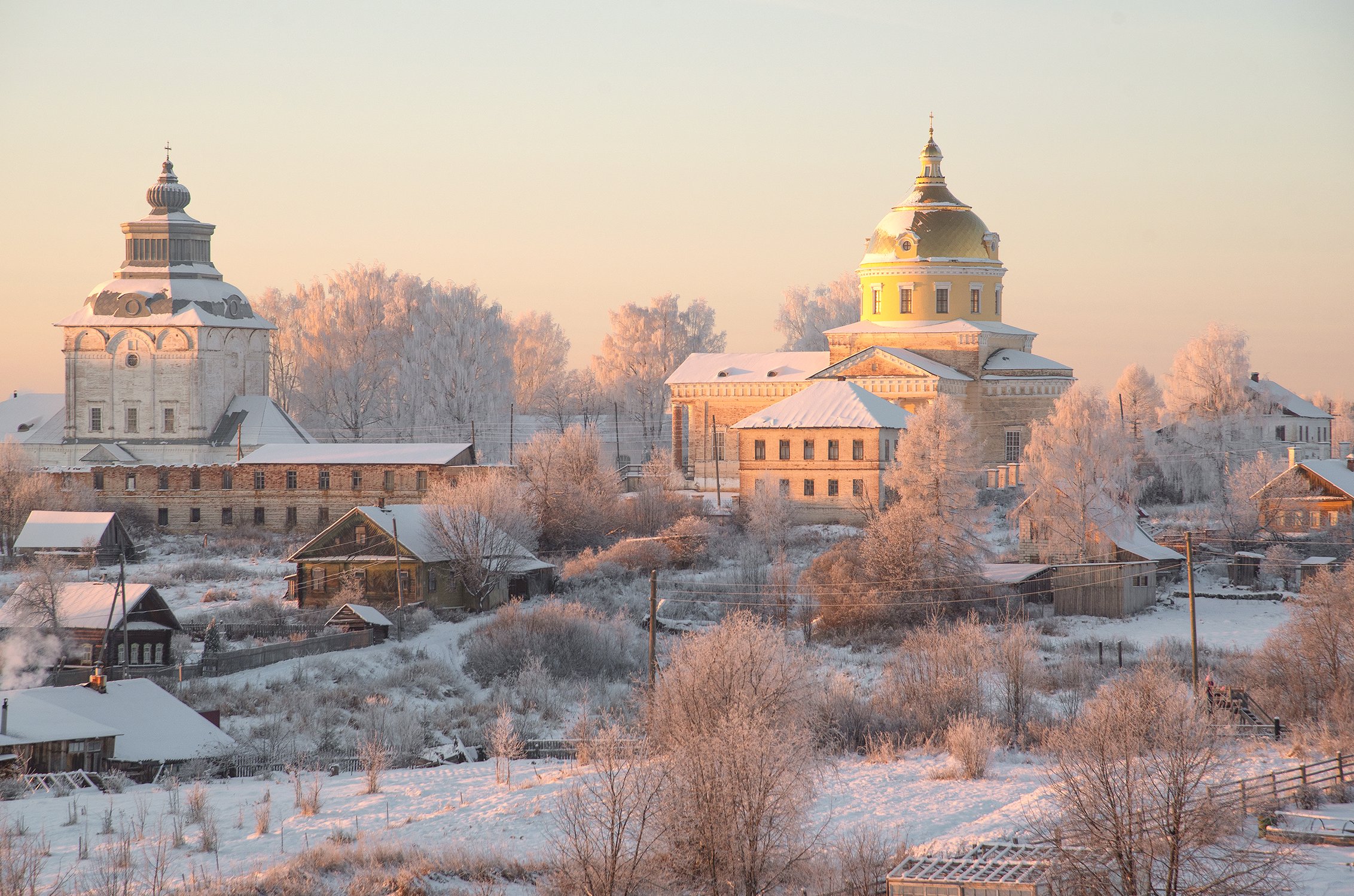 Яркий морозный вечер в селе Великорецкое