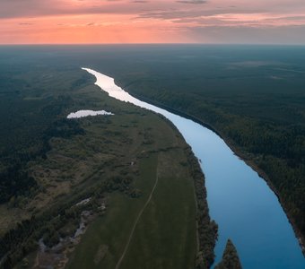 Первый закат лета над Ижмой