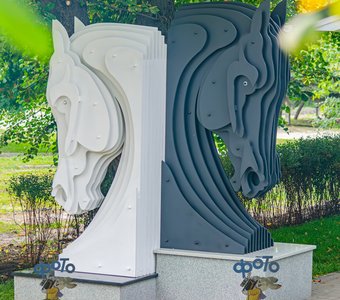 Шахматная беседка в Первомайском парке. город Курск