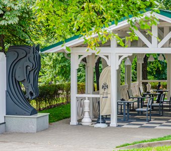 Шахматная беседка в Первомайском парке. город Курск