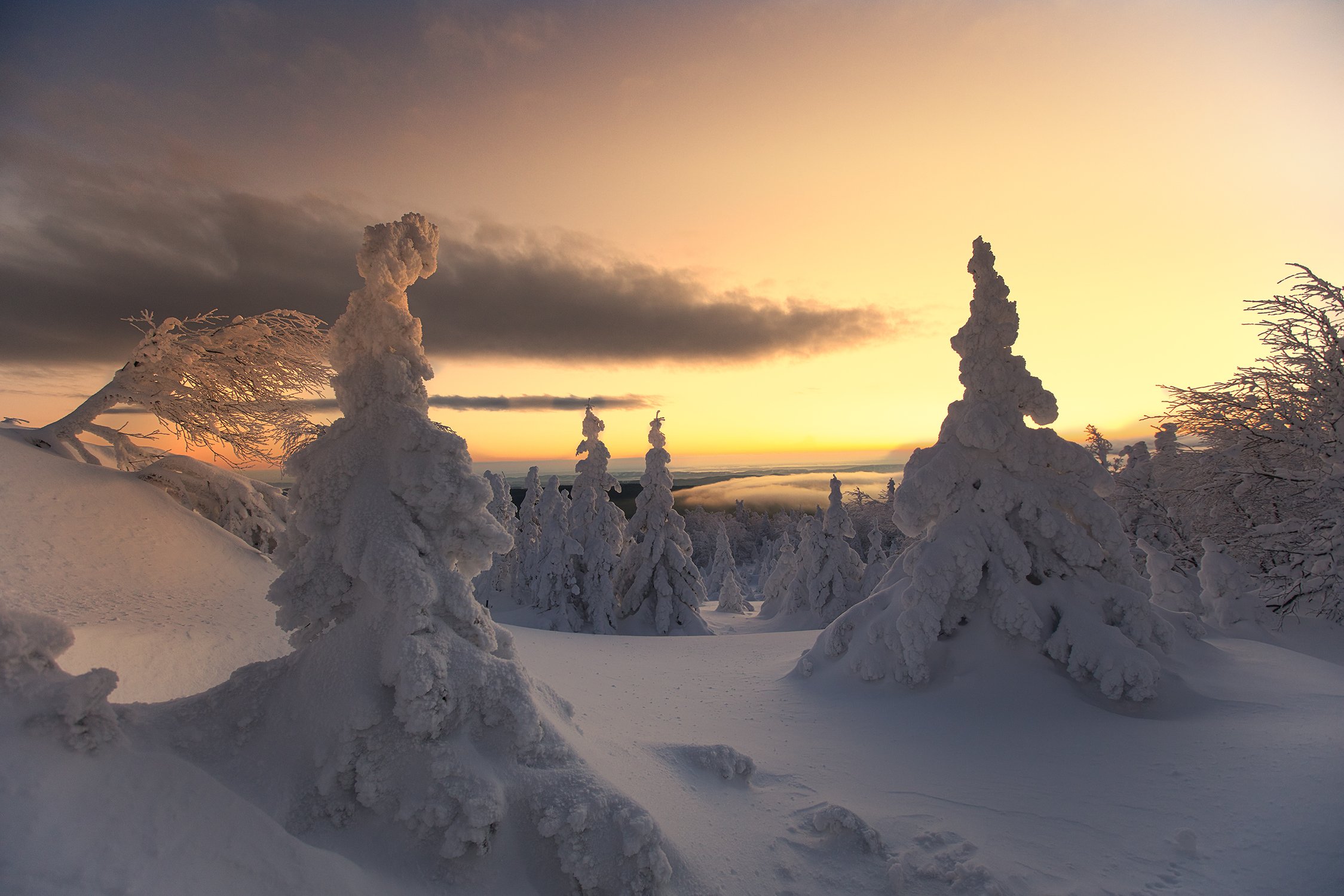 Таганай. Мороз. Закат.