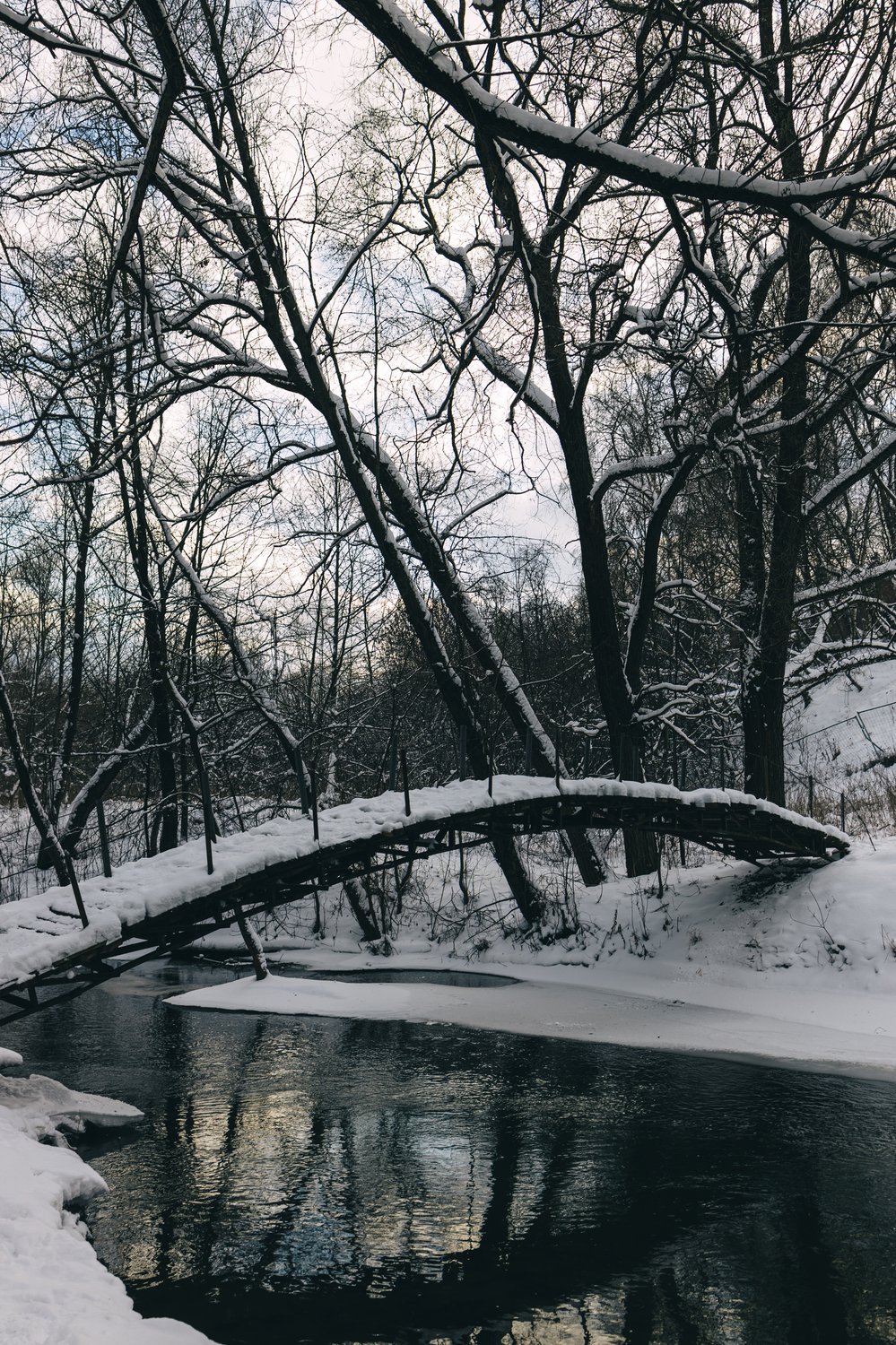 Мост в снегу. Река Рожайка, Подмосковье
