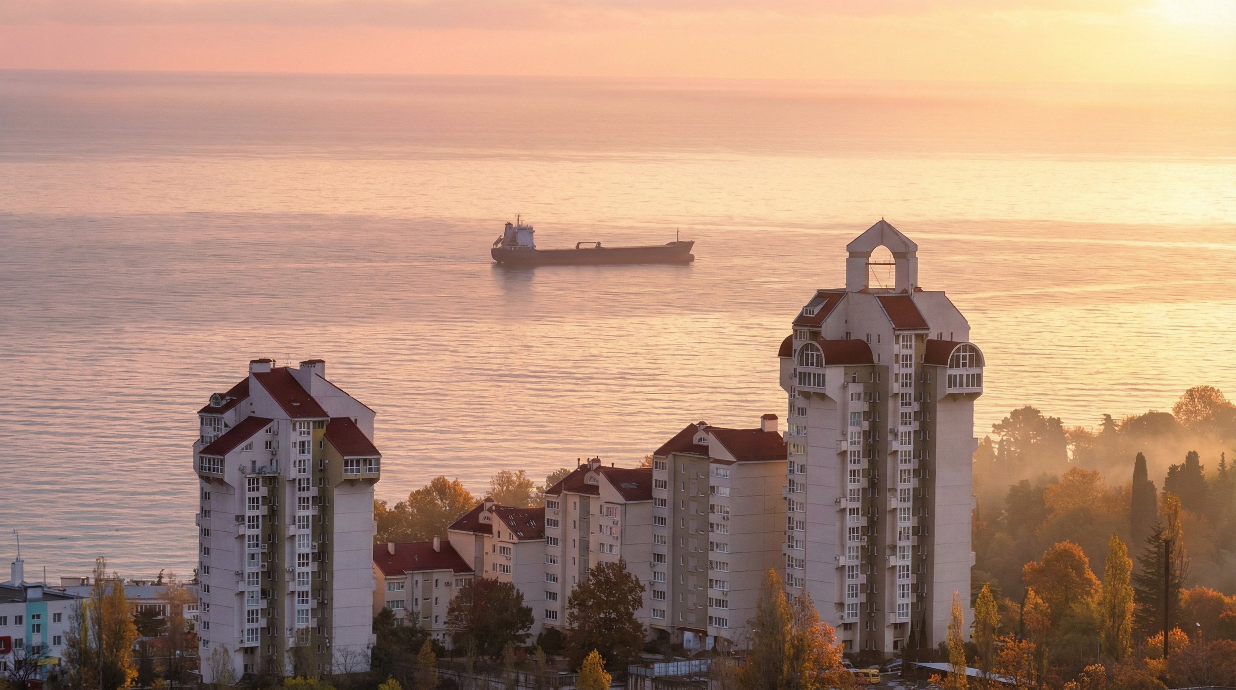 Судно. Ялта. Закат.