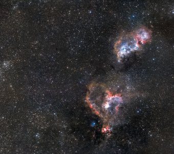 Хи Аш Персея и туманности Сердце и Душа