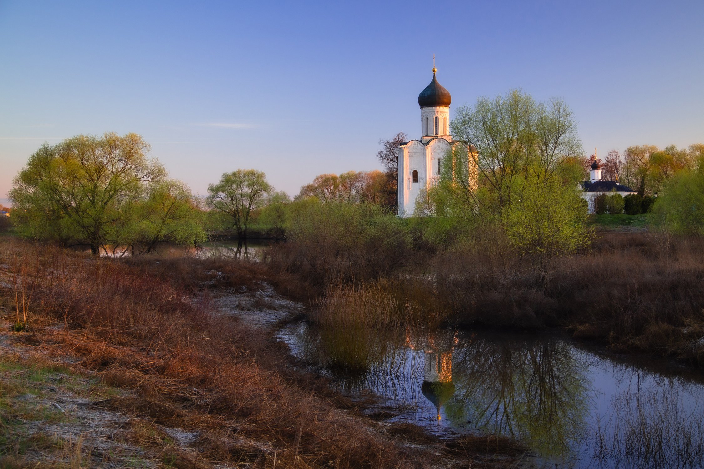 Утро у храма Покрова на Нерли