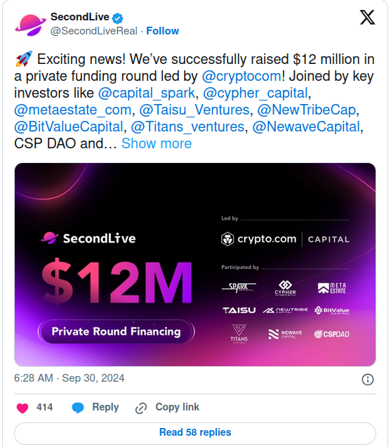 Crypto VC funding: SecondLive bags $12m, RD Technologies raises $7.8m post image