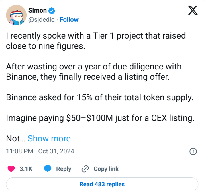 Moonrock Capital CEO Raises a Serious Question About Binance’s Hidden Token Listing Requirement post image