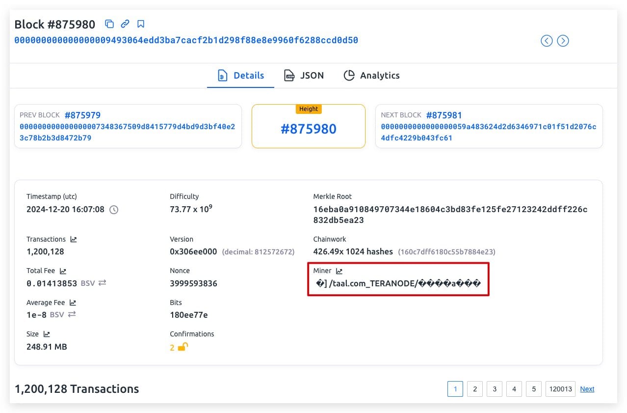 BSV上的主要交易处理器TAAL已使用Teranode处理了Mainnet上的第一个块 post image