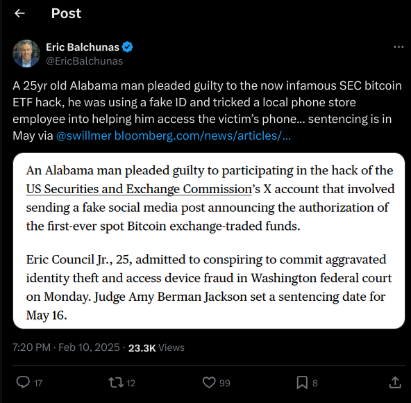 Alabama Man Pleads Guilty in SEC X Account Hack post image