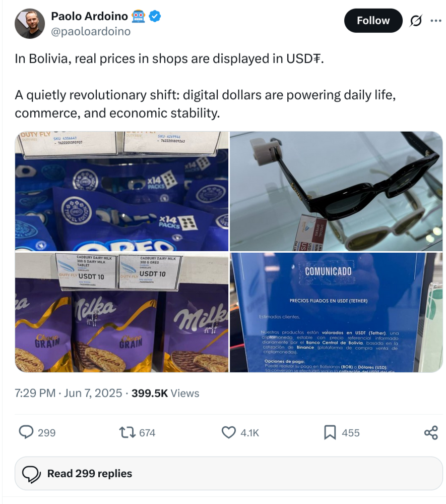 Tether Becomes Daily Currency as Bolivia Turns to Digital Dollars post image