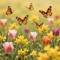 Borboletas e flores