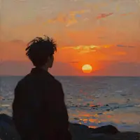 Arte de hombre al atardecer