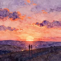 Paisajes románticos de atardeceres