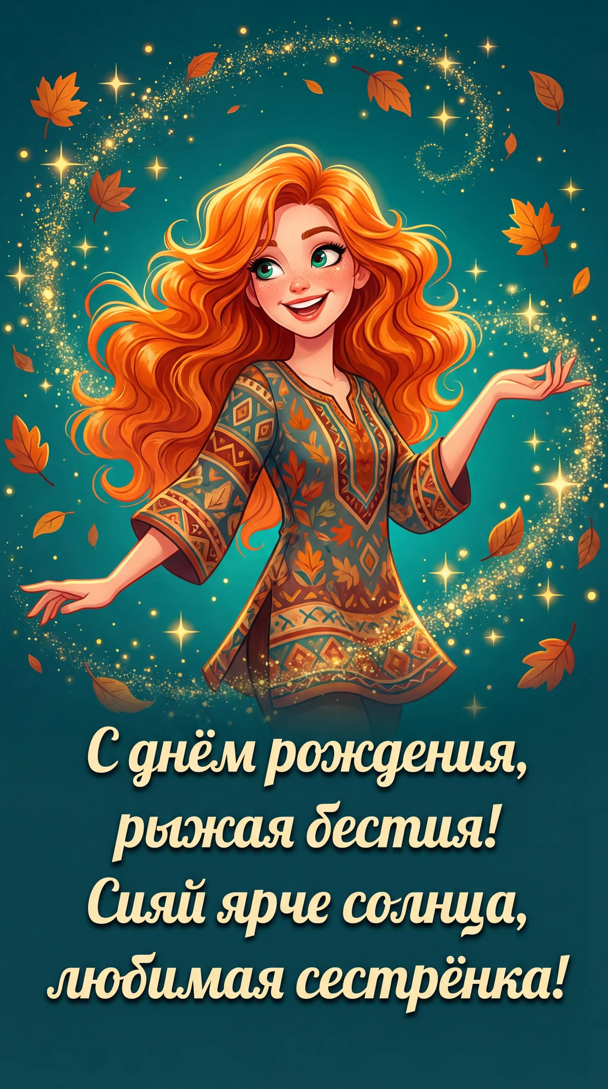 Открытка с днем рождения рыжая бестия, моя сестра