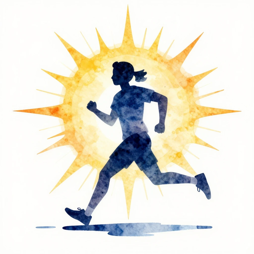 Abstract watercolor style illustration of a person running, ...