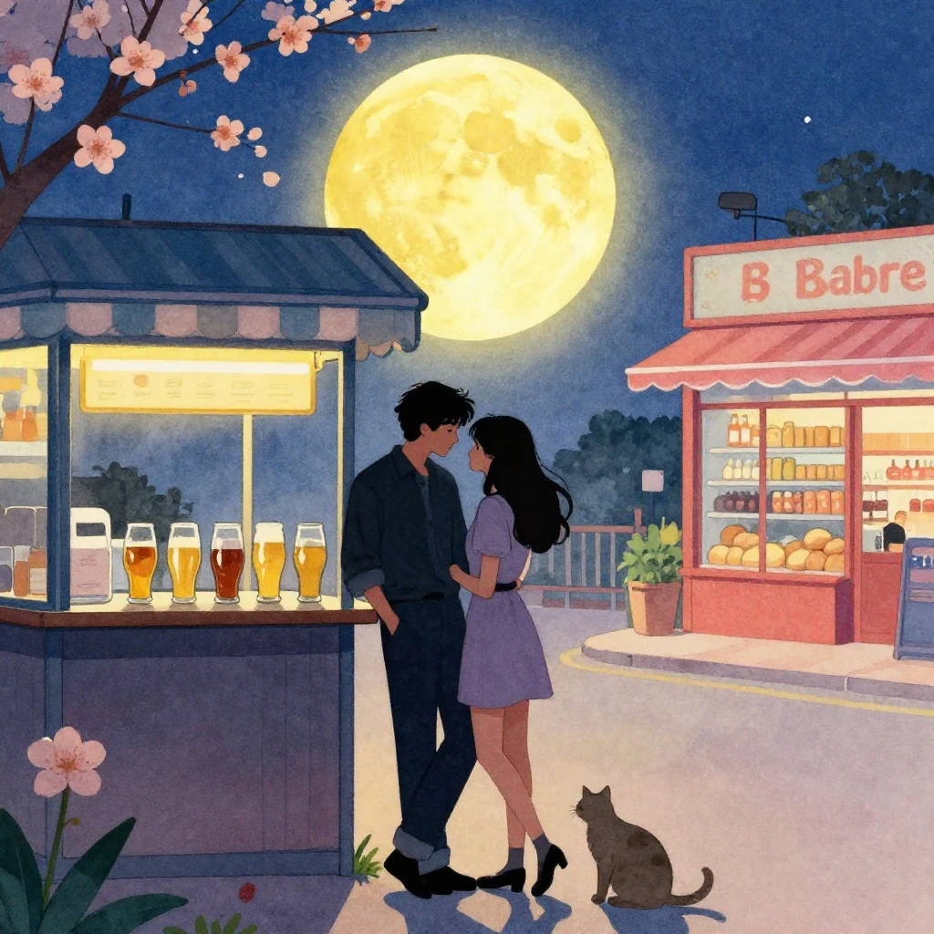 A romantic silhouette of a couple leaning on each other unde...