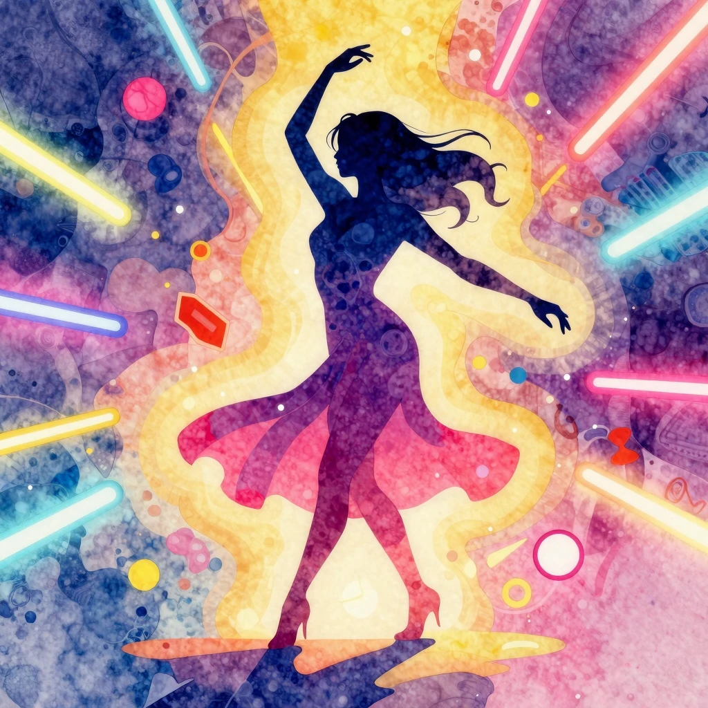 A vibrant watercolor style pop art illustration featuring a ...