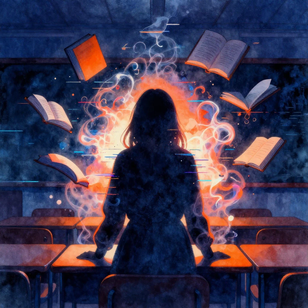 A vibrant watercolor depiction of neon glitch art. A mysteri...