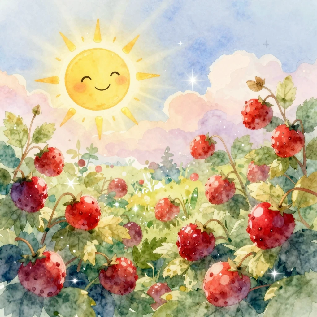 A whimsical garden illustration in vibrant watercolor style,...