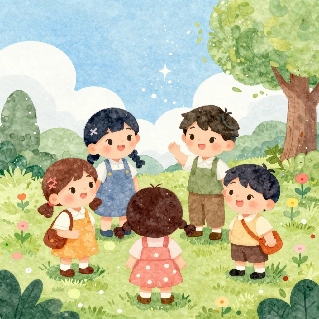 A vibrant and playful watercolor illustration capturing a ma...
