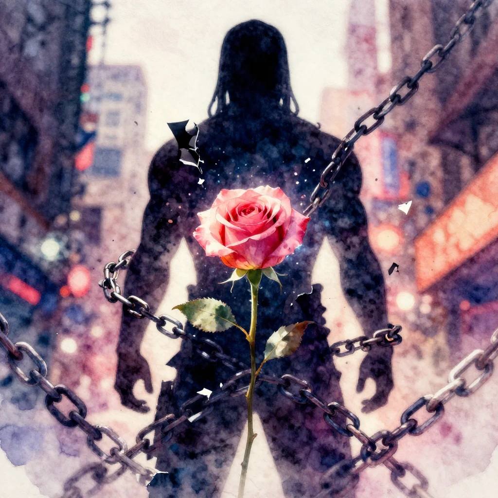 Vibrant watercolor style. Modern rap album cover aesthetic. ...