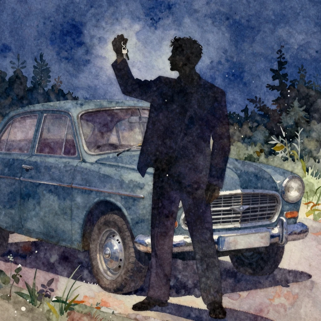A vibrant watercolor painting of a man's silhouette standing...