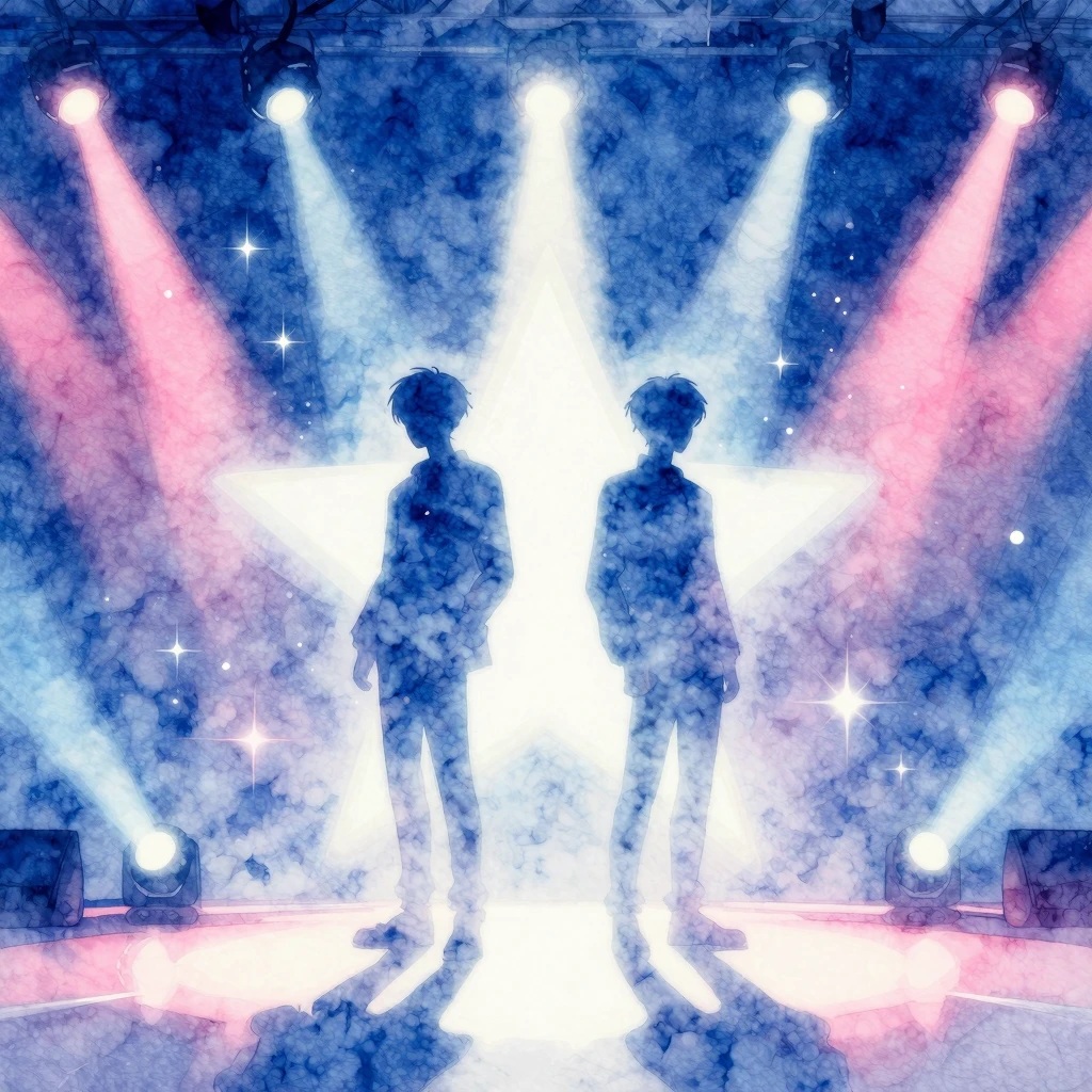 A vibrant watercolor K-pop album cover, featuring a minimali...