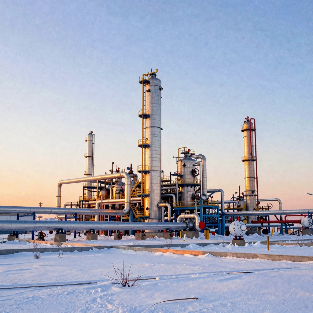 A vibrant watercolor painting depicting a modern industrial ...