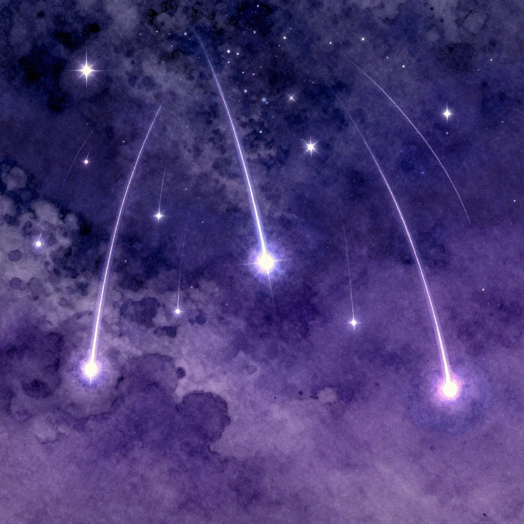 A spectacular watercolor illustration of a meteor shower in ...