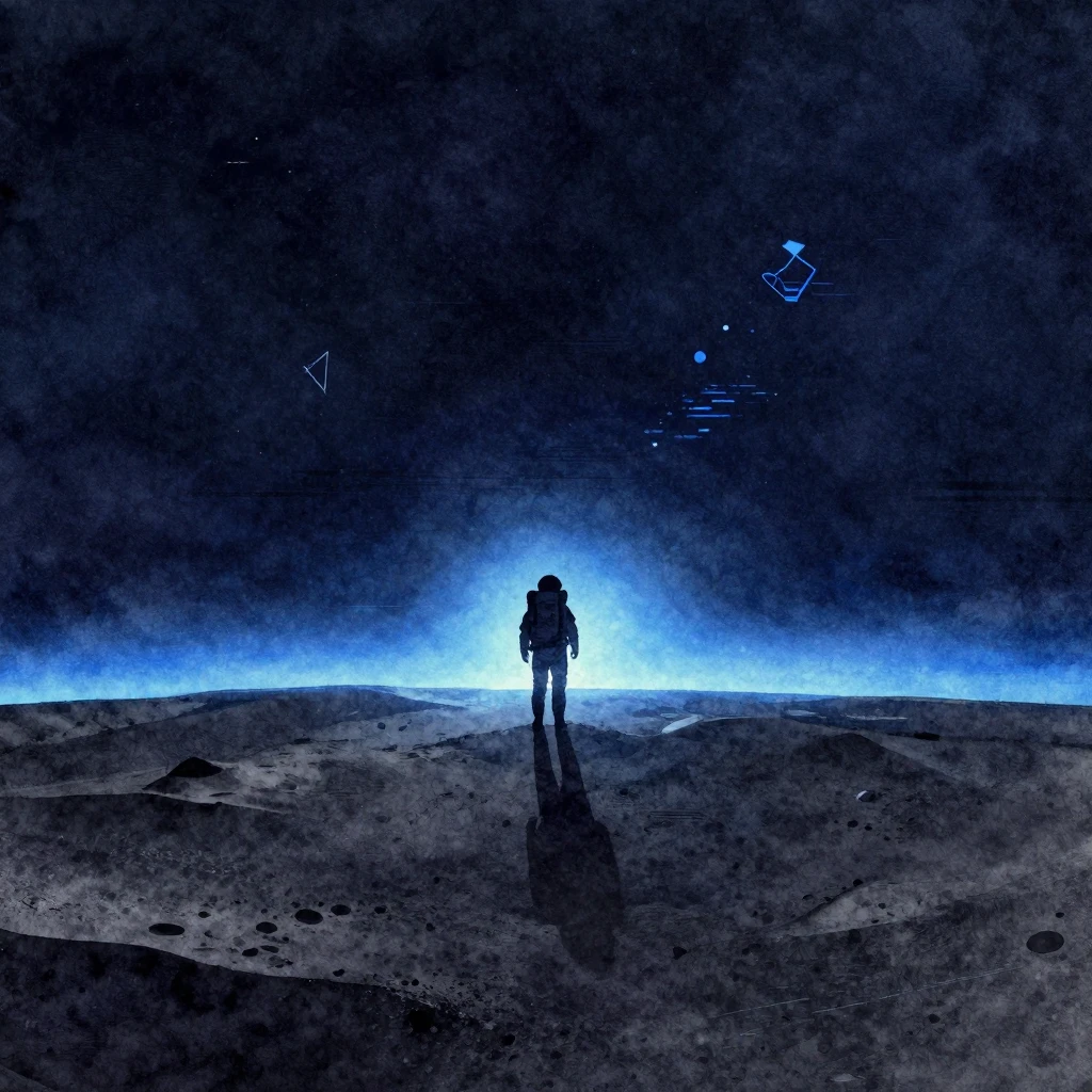 Vibrant watercolor and digital art style. A minimalist lunar...