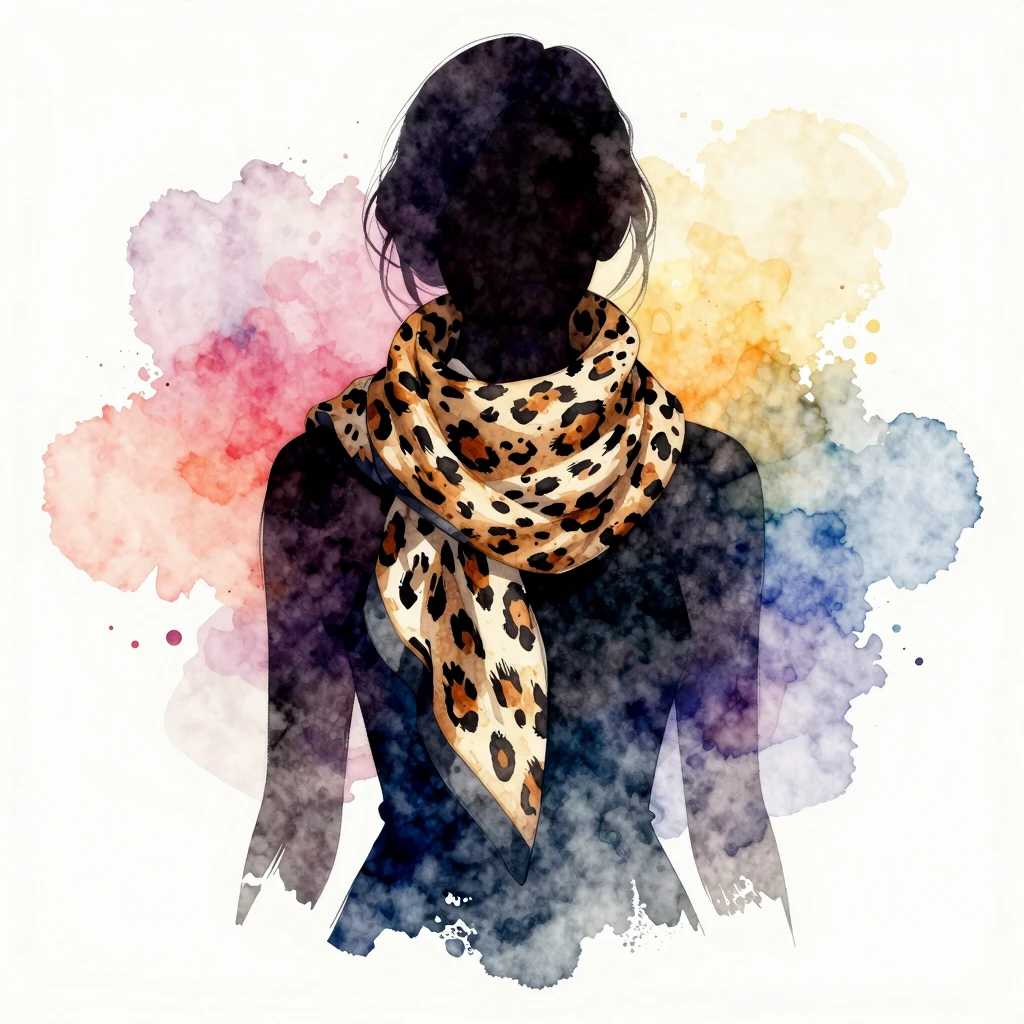 An artistic watercolor illustration of a woman's silhouette,...