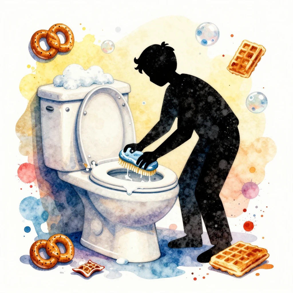 A vibrant watercolor style image depicting a quirky scene. A...
