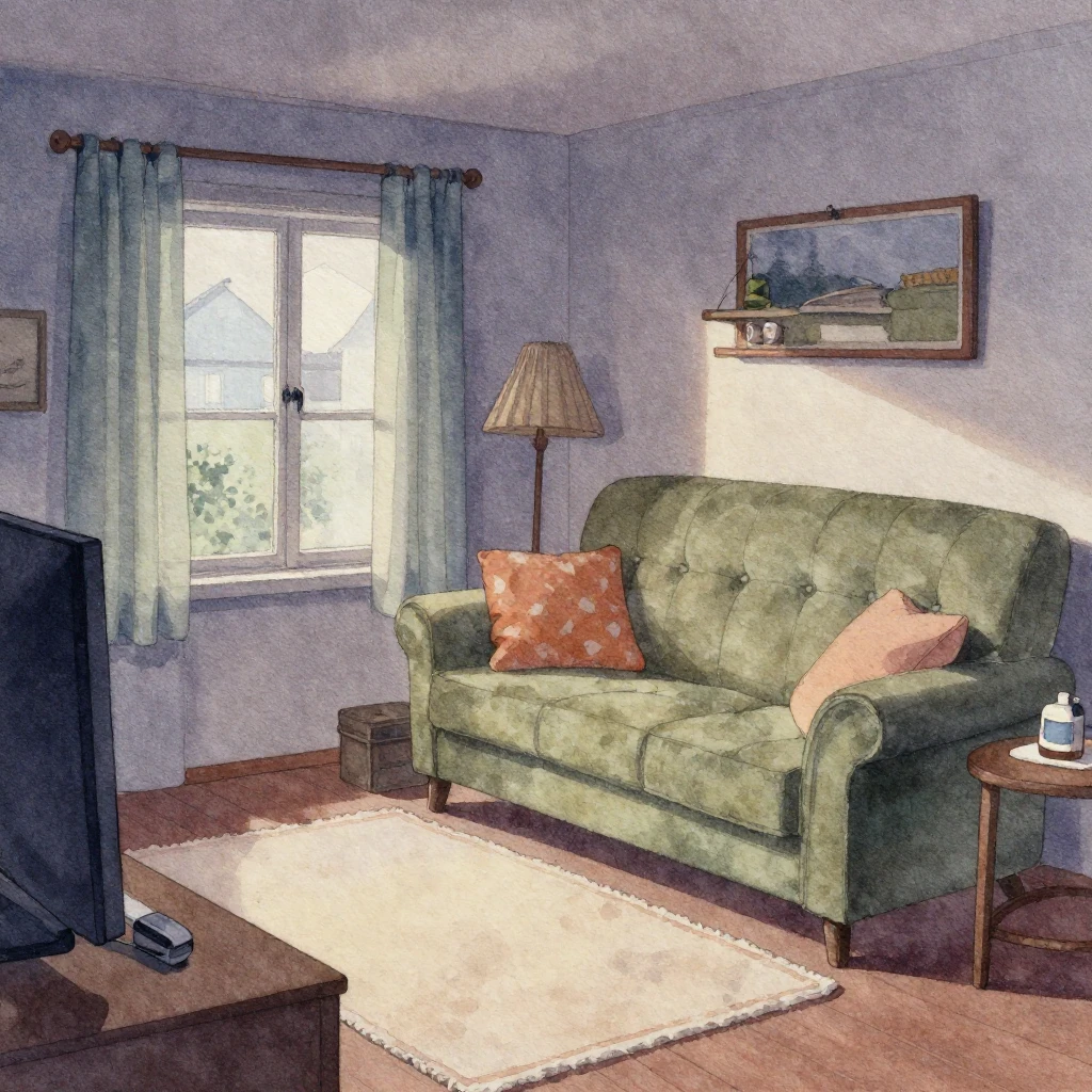 Watercolor scene with clear 80s aesthetic, soft color palett...