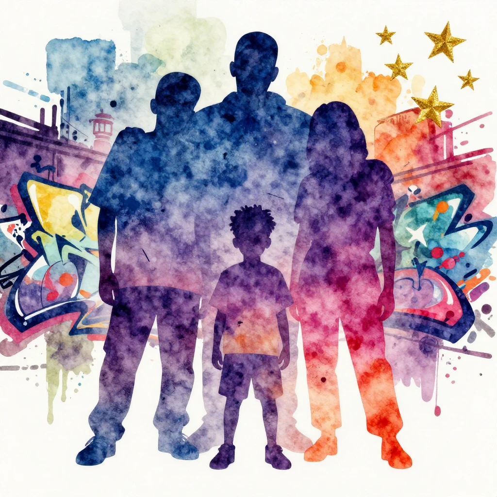 Vibrant watercolor style hip-hop album cover art, featuring ...