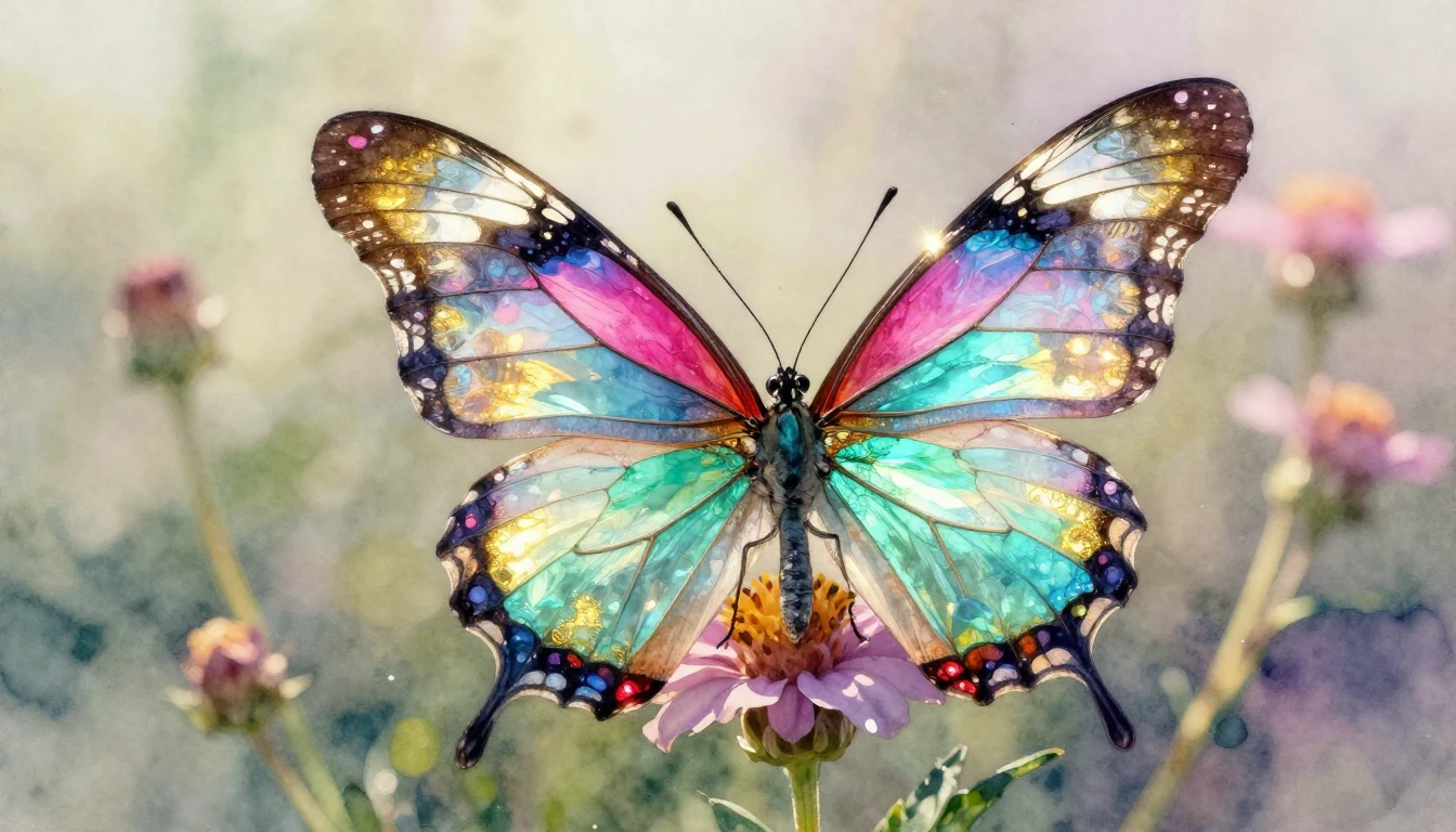 A close-up artistic watercolor painting of a magnificent but...