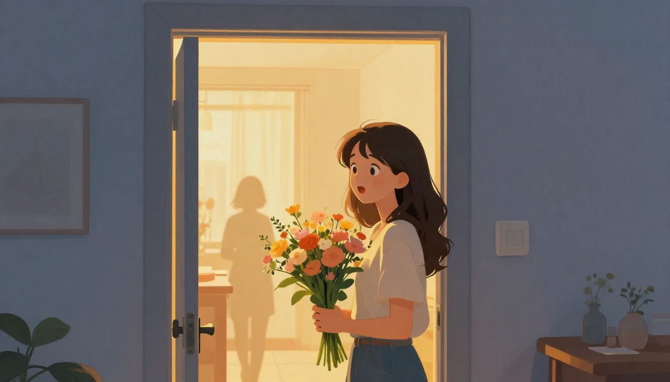 A warm and inviting digital art illustration of a young woma...