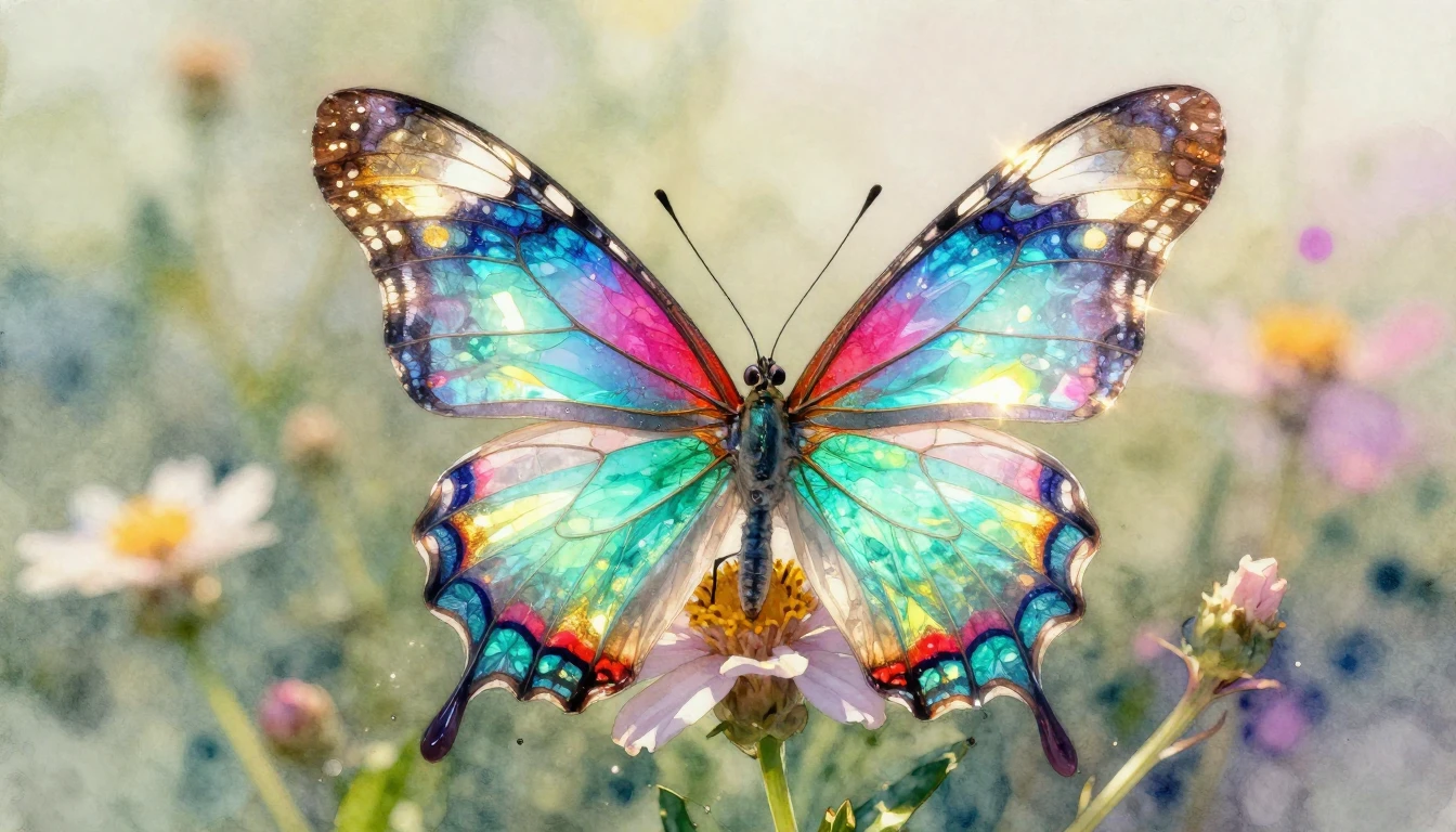 A close-up artistic watercolor painting of a magnificent but...