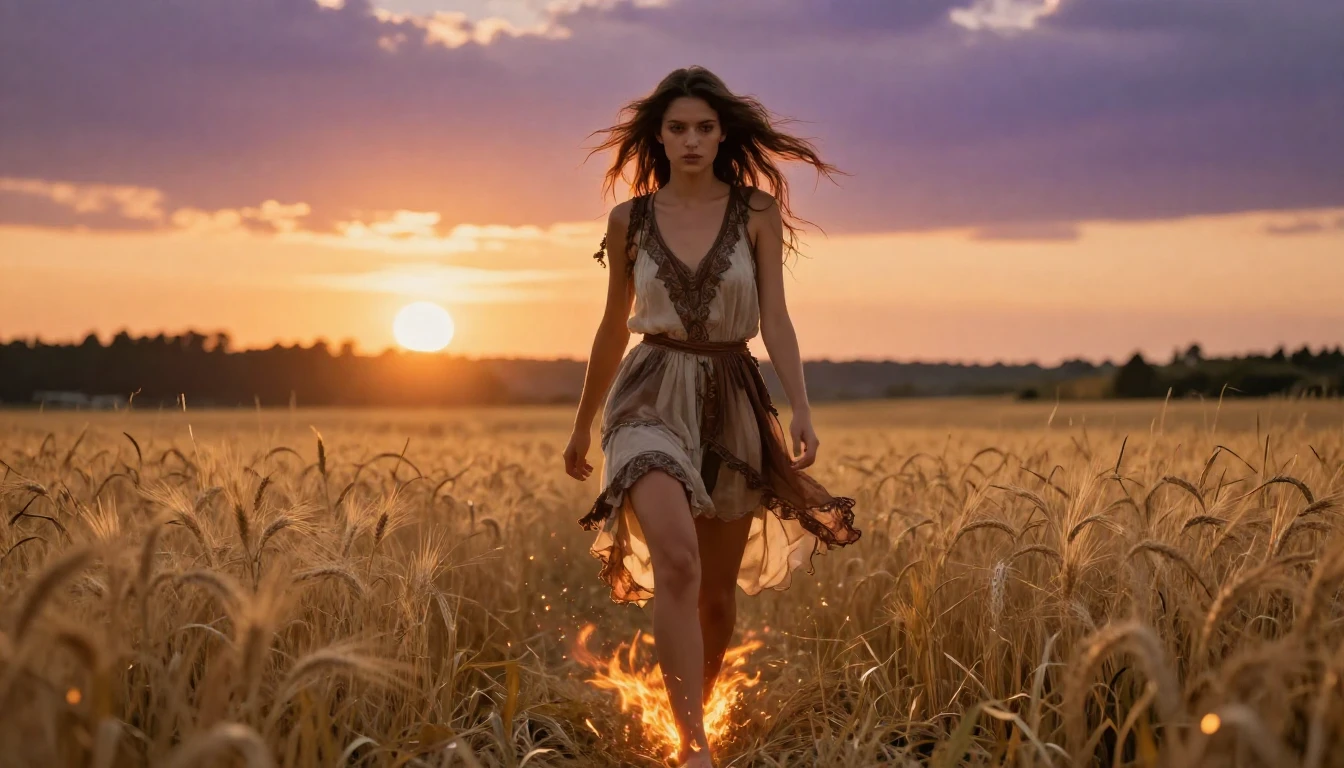 A captivating full-body shot of a fierce, beautiful young wo...