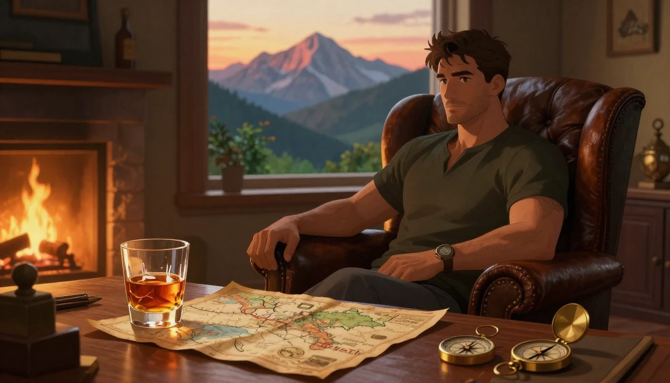 A warm and masculine birthday illustration featuring a cozy ...