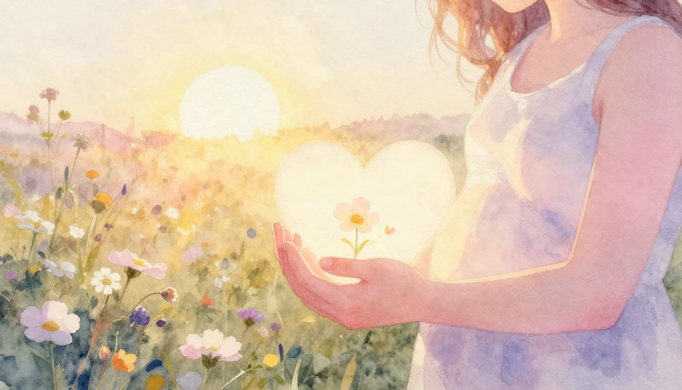 Soft and dreamy watercolor painting symbolizing maternal lov...