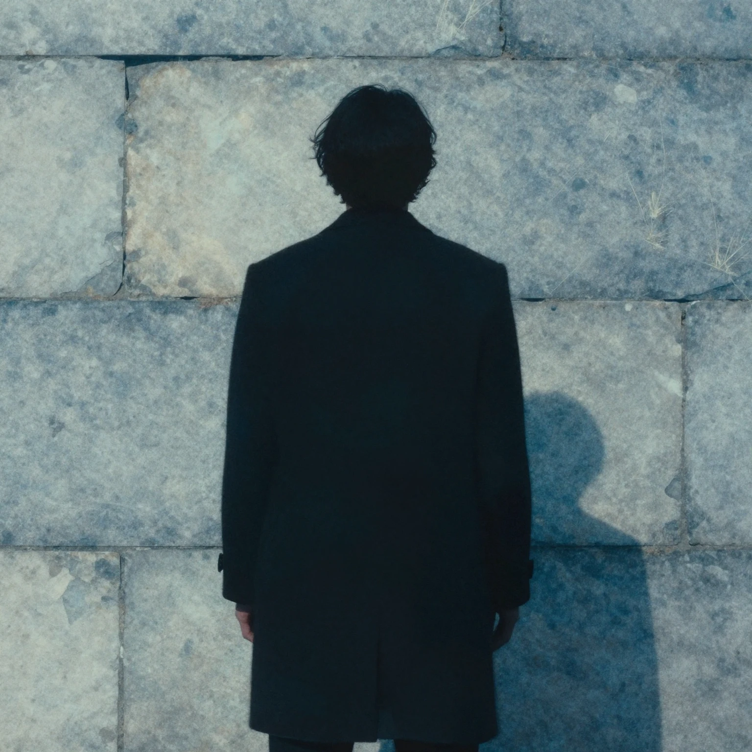 A cinematic silhouette of a figure against a cold, modern st...